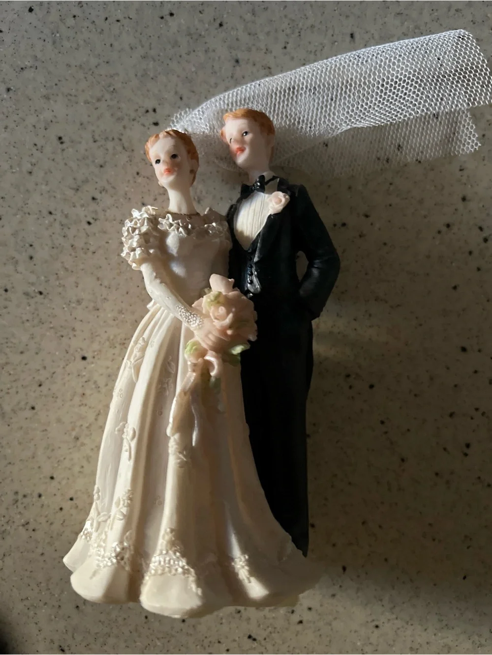 Classic Bride and Groom Wedding Cake Topper - White & Black